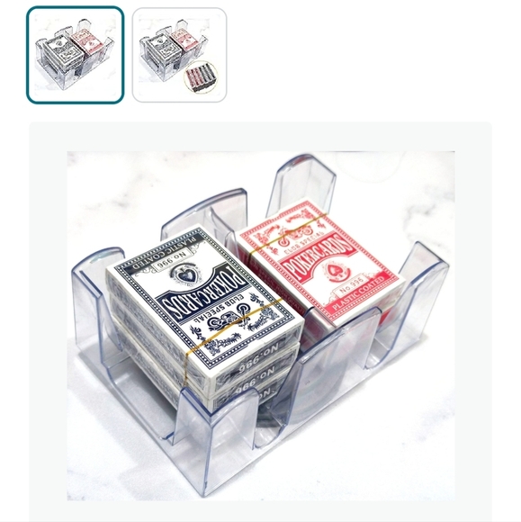 Dual Deck Revolving Card Holder - 360 Degree Casino Acrylic Playing Card Holder - Picture 4 of 5